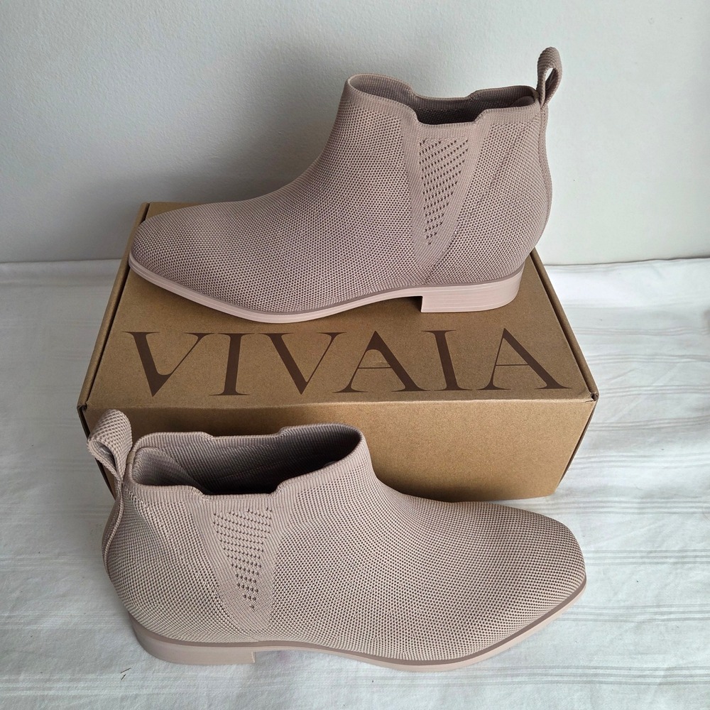 VIVAIA Ryan Warm Taupe Water Repellent Knit Slip-On Ankle Boots US 8.5 EU 39.5 - Picture 12 of 16